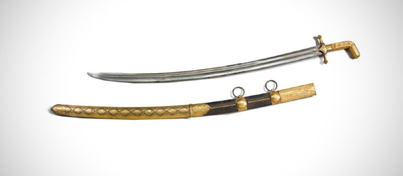 A gold-hilted sword (saif) and scabbard, Arabian Peninsula, circa 1900