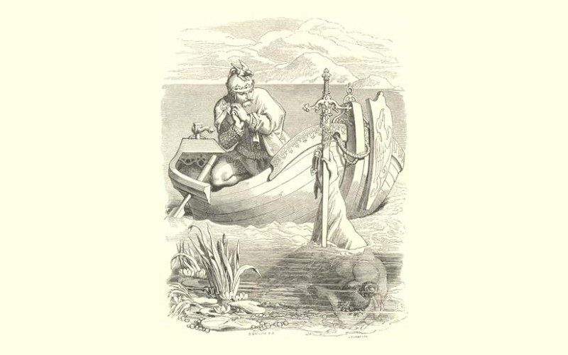 Illustration of Arthur Receiving Excalibur