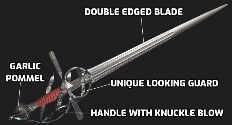 Épée latérale avec détails