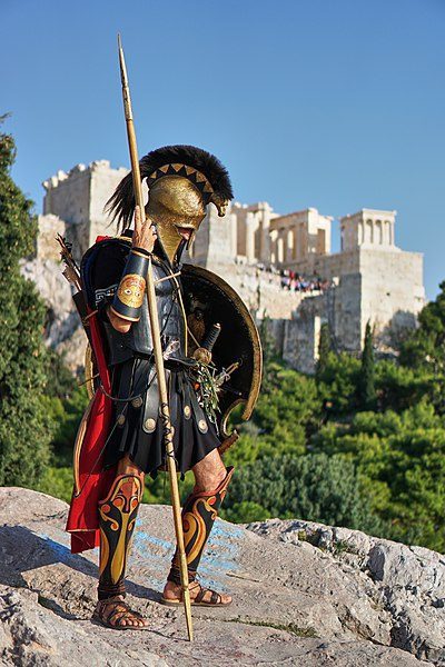 Greek hoplite reenactor on the Areopagus