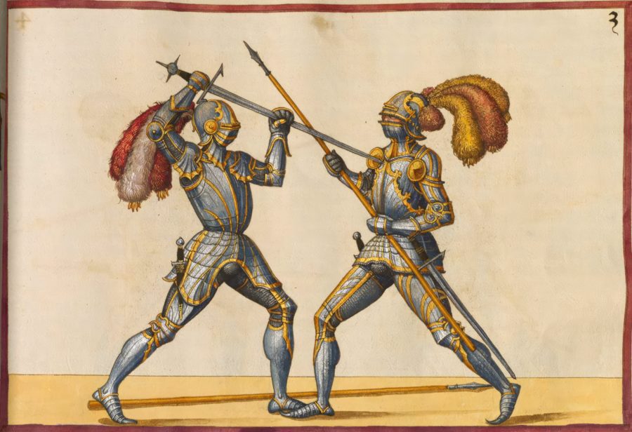 Half sword technique employed in a duel