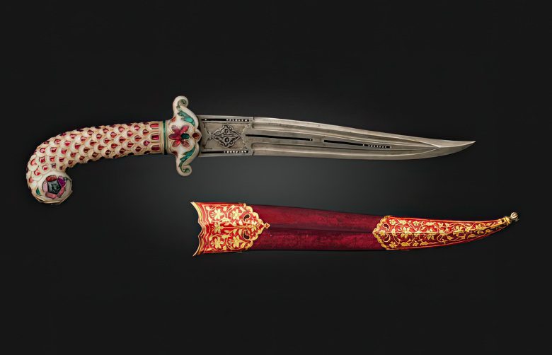 Jade hilted dagger with scabbard