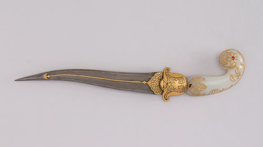 Khanjar the Indian dagger with gold inlay decorations