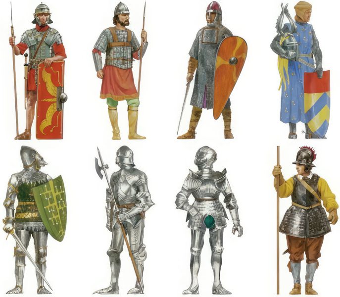 Evolution of European chainmail and plate armor