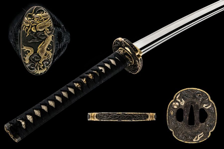 The Ornamented Hilt of a Katana Sword